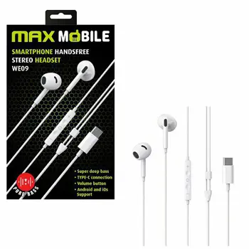 MAXMOBILE SLUŠALICE HANDSFREE WE09TYPE-C bijela