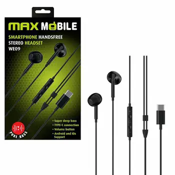 MAXMOBILE SLUŠALICE HANDSFREE WE09TYPE-C crna