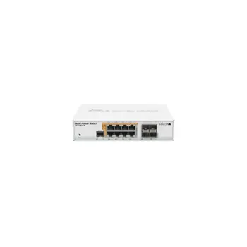 Mikrotik Cloud Router Switch 112-8P-4S-IN, QCA8511 400Mhz CPU, 128MB RAM, 8xG-LAN PoE-out, 4xSFP, RouterOS L5, desktop kućište, PSU