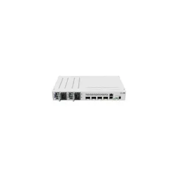 Mikrotik Cloud Router Switch 504-4XQ-IN, QCA9531 650 MHz CPU, 16×25G, 64MB RAM, 4×100G QSFP28 ports, 1×100Mbit manage port, RouterOS L5, desktop kućište, rackmount , dual hot-swap PSU