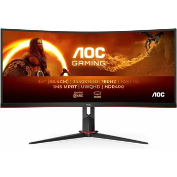 Monitor AOC, LED 34", CU34G2XP, HDMIx2, DP, 3440x1440, 180Hz, 1ms, zakrivljen