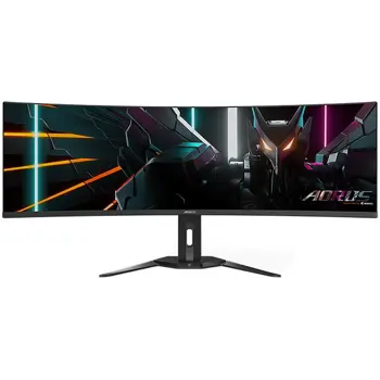 Monitor GIGABYTE AORUS Monitor 49", OLED 1800R Curved, DQHD 5120x1440@140Hz, AMD FreeSync Premium Pro, ClearMR, 0.03ms (GTG), 2xHDMI 2.1, 1xDP 1.4, 3 USB 3.0, 1xUSB-C, Audio, 2x5W Speakers