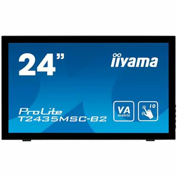 Monitor IIYAMA 24" PCAP 10P Touch Screen, 1920x1080, VA panel, Flat Bezel Free Glass Front, DVI, HDMI, Displayport, 215cd/m2 (with touch), USB 2.0-Hub (2xOut), 3000:1 Contrast, 6ms, Built-in Webcam &