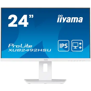 Monitor IIYAMA 24" WHITE, ETE IPS-panel, 1920x1080, 13cm Height Adj. Stand, Pivot, 250cd/m2, Speakers, VGA, HDMI, DisplayPort, 4ms, USB-HUB (23,8" VIS)