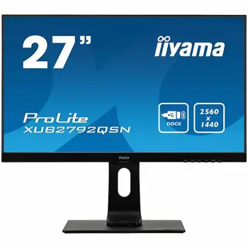 Monitor IIYAMA 27" ETE IPS-panel, 2560x1440, USB-C Dock (65W, LAN, DP-OUT, USB3.0x2) 13cm Height Adj. Stand, Pivot, 4ms, 350 cd/m2, Speakers, USB-C, HDMI, DisplayPort