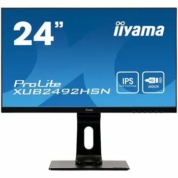 Monitor IIYAMA LED USB-C RJ45 XUB2492HSN-B1 23.8” IPS Ergo HAS Pivot, Speakers and headphones, 16:9, 250 cd/m2, 1000:1, 4ms, HDMI, DP, 2xUSB 3.0, 1xUSB-C (65W), Black, 3y