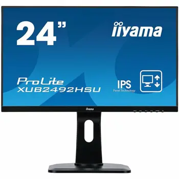 Monitor IIYAMA Prolite, 24" ETE, ULTRA SLIM LINE , 1920x1080, IPS-panel, 13cm Height Adj. Stand, Pivot, 4ms, 250 cd/m2, Speakers, VGA, HDMI, DisplayPort, USB-HUB (23,8" VIS)