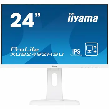 Monitor IIYAMA Prolite, 24" WHITE, ETE ULTRA SLIM LINE , 1920x1080, ETE IPS-panel, 13cm Height Adj. Stand, Pivot, 250 cd/m2, Speakers, VGA, HDMI, DisplayPort, 4ms (23,8" VIS)