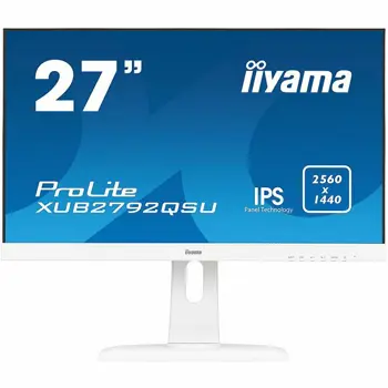 Monitor IIYAMA Prolite, 27" WHITE, ETE ULTRA SLIM LINE, 2560x1440 WQHD, IPS, 5ms,  FreeSync, 13cm height adj. stand, 350cd/m2, VGA, HDMI, DisplayPort, Speakers, USB-HUB(2x3.0)