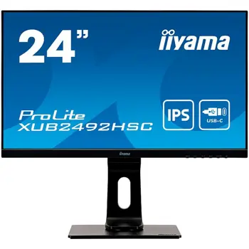 Monitor Iiyama ProLite XUB2492HSC-B1 - LED monitor24" (23.8" viewable) 1920 x 1080 Full HD (1080p) @ 75 Hz IPS 250 cd/m2 1000:1 4 ms HDMI DisplayPort USB-C speakers black