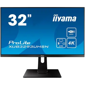 Monitor Iiyama ProLite XUB3293UHSN-B1LED monitor 31.5" 3840 x 2160 4K @ 60 Hz IPS 350 cd/m2 1000:1 4 ms HDMI DisplayPort USB-C speakers matte black  XUB3293UHSN-B1  13710585000