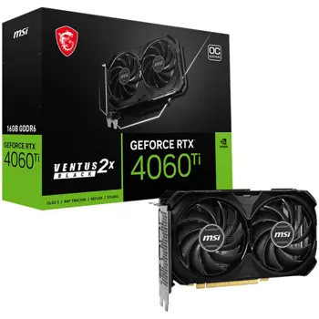 MSI Video Card NVidia RTX 4060 Ti VENTUS 2X BLACK 16G OC (16GB GDDR6/128bit, PCI-E 4.0 x8, 1x8 pin, Retail)