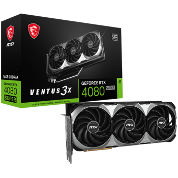 MSI Video Card NVIDIA RTX 4080 SUPER 16GB VENTUS 3X E OC 16 GB (16GB GDDR6X/256bit, PCI-E Gen4, 2x DP, 2x HDMI, 1x16-pin Power Connector, Retail)