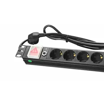 NaviaTec PDU (Power Distribution Unit) with 8x Schuko and Schuko cable, 19" Black