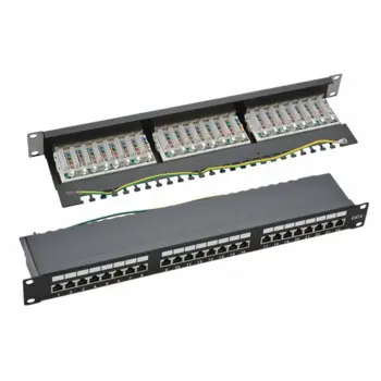 NaviaTech Cat6 Shielded 24P Patch Panel Black