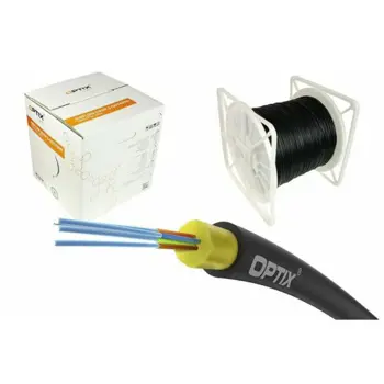 NFO Fiber optic cable Optix FTTH AirFlow S-QOTKSdD, DROP, 4F, 9 125, ITU-T G.657A2, 0,8kN, Span 80m, 1m