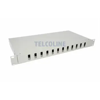 NFO Patch Panel 1U 19" - 12x SC Duplex, Closed, 1 tray, Light gray