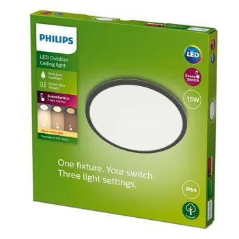 Philips SuperSlim Ceiling SSW 15W 27K Crna IP54