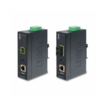 Planet 1000BASE-SX to 10 100 1000BASE-T 802.3at PoE Industrial Media Converter (SC,MM) -550m