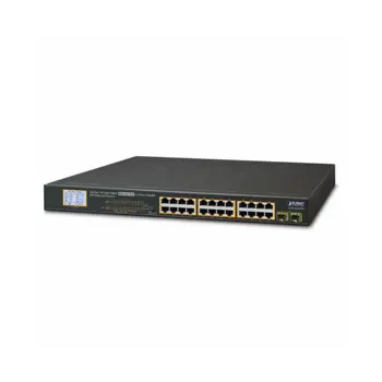 Planet 24-Port RJ45 Gigabit 802.3at PoE 2-Port Gigabit SFP Ethernet Switch with LCD PoE Monitor