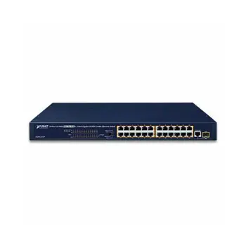 Planet 25-Port Unmanaged Switch w 24 PoE Ports (24x 100Mbps RJ45 802.3at PoE 1x combo GbE SFP)