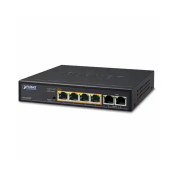 Planet 4-Port 10 100TX 802.3af at PoE 2-Port 10 100TX Desktop Switch (60 Watts)