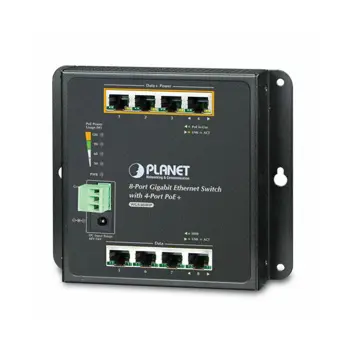 Planet 8P Wall mounted Gig Switch with 4P POE