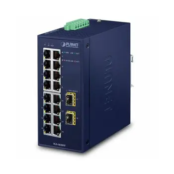 Planet Industrial 16-Port GbE 2-Port 1000X SFP Ethernet Switch