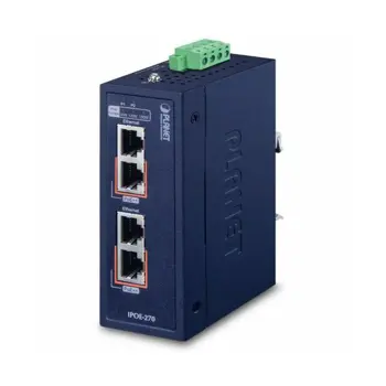 Planet Industrial 2-port Multi-Gigabit 802.3bt PoE Injector Hub w 12V Booster (-40~75 degrees C, 12~56VDC)