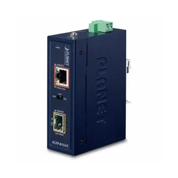 Planet Industrial Compact 100 1000-base Open Slot SFP to 1GbE RJ45 802.at PoE Media Converter (-40 to 75 C)