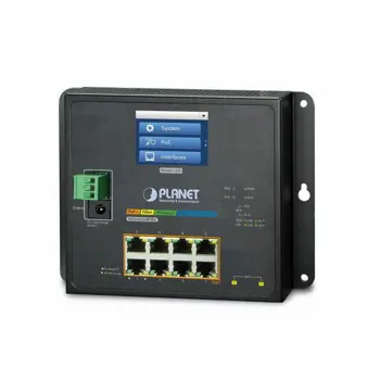 Planet Industrial L2 8-Port 10 100 1000T 802.3at PoE 2-Port 100 1000X SFP Wall-mount Managed Switch with LCD touch screen