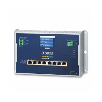 Planet Industrial L2 8-Port 10 100 1000T 802.3bt PoE 2-Port 1G 2.5G SFP Wall-mount Managed Switch with LCD Touch Screen