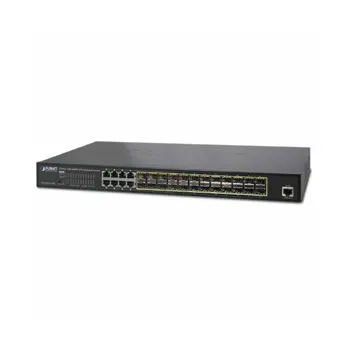 Planet L2 24-port 100 1000X SFP 8-port Shared TP Managed Switch Redundant AC DC Power