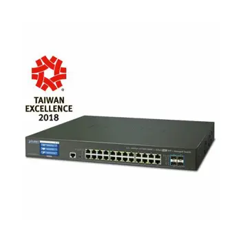 Planet L2 L4 24-Port 10 100 1000T 4-Port 10G SFP Managed Switch w LCD 48V Redundnat Power