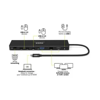 Port docking travel  USB-C,1x4K ili 3XFHD, do 100W