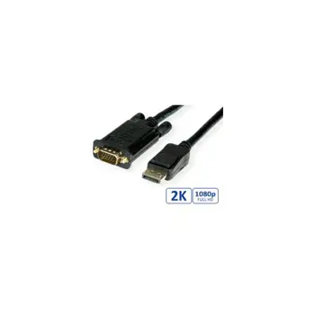 Roline VALUE DisplayPort kabel, DP-VGA M/M, 2.0m, crni