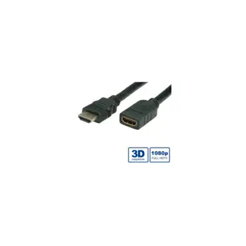 Roline VALUE HDMI produžni kabel sa mrežom, HDMI M - HDMI F, 1.0m