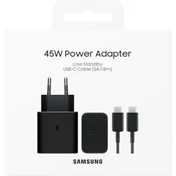 Samsung brzi kućni punjač 45W+USB Type-C kabe,crni