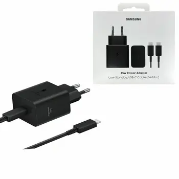 SAMSUNG KUĆNI PUNJAČ EP-T4511XBE,45W,Type C kabel 1.8m, crni