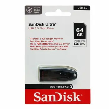 SANDISK USB 3.0 FLASH DRIVE ULTRA 64GB