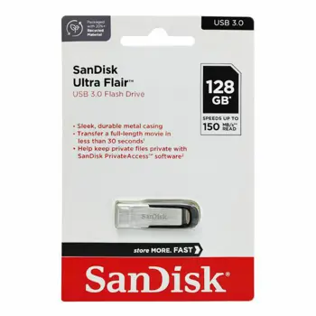 SANDISK USB 3.0 FLASH DRIVE ULTRA FLAIR 128GB