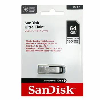 SANDISK USB 3.0 FLASH DRIVE ULTRA FLAIR 64GB