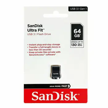 SANDISK USB 3.1 FLASH DRIVE ULTRA FIT 64GB