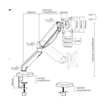 SBOX nosač s oprugom za monitor, 17" - 32", 2-9kg