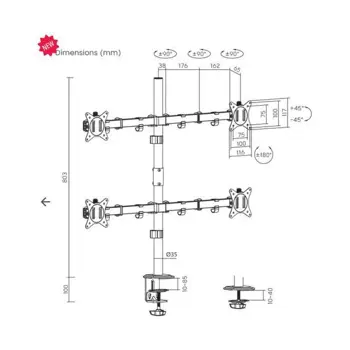 SBOX nosač za 4 monitora 17"-32", do 4x9kg