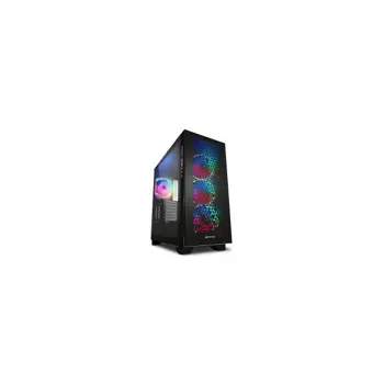 Sharkoon ELITE SHARK CA300H Tower E-ATX kućište bez napajanja, prozirne bočne stranice, prednji/stražnji RGB ventilatori 4×120mm, crno