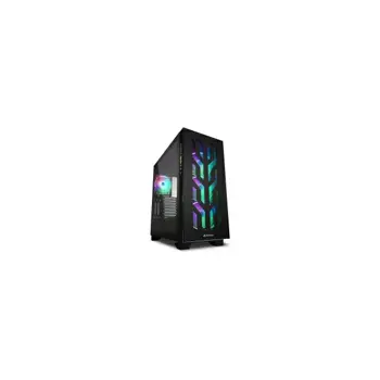 Sharkoon ELITE SHARK CA300T Tower E-ATX kućište bez napajanja, prozirne bočne stranice, prednji/stražnji RGB ventilatori 4×120mm, crno