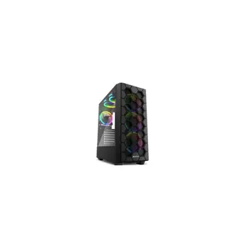 Sharkoon RGB HEX Midi Tower ATX kućište bez napajanja, prozirna bočna stranica, prednji/stražnji/gornji ventilatori 6×120mm, crno