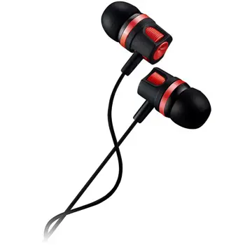 Stereo earphones with microphone, 1.2M, red