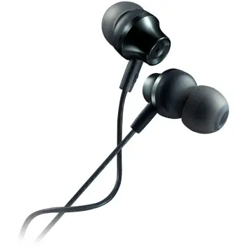 Stereo earphones with microphone, metallic shell, 1.2M, dark gray